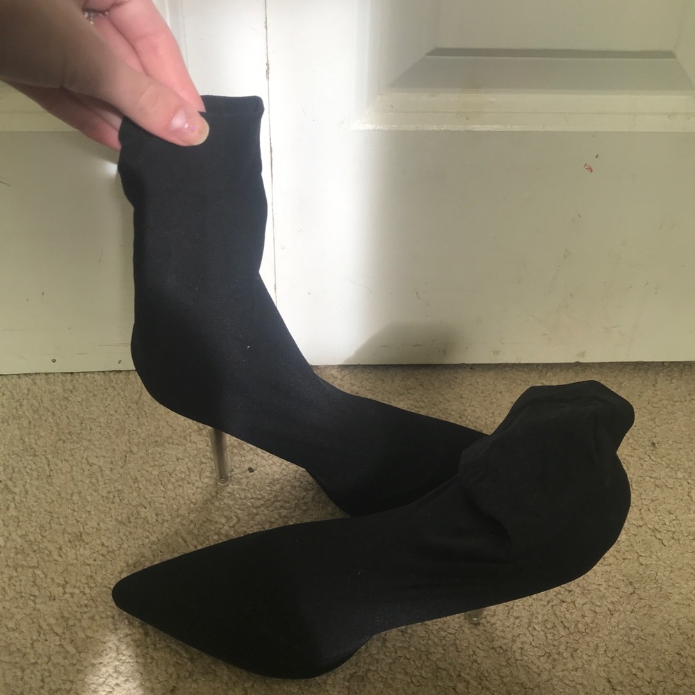 Fashion Nova Nylon Clear Stiletto Pointed Booties